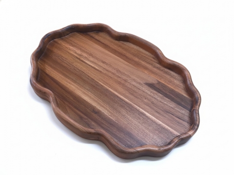 Scallop acacia tray oval